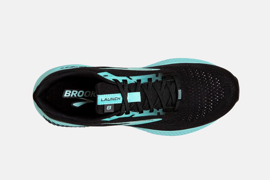 Launch GTS 8 Road Brooks Running Shoes NZ Womens - Black/Blue - GFARXV-409